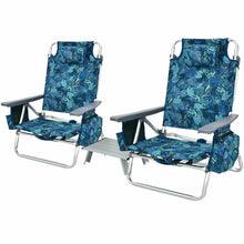 Load image into Gallery viewer, 2 Pack 5-Position Outdoor Folding Backpack Beach Table Chair Reclining Chair Set-Pewter
