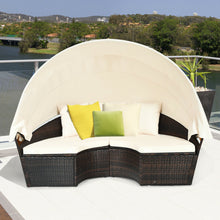 Load image into Gallery viewer, Patio Round Daybed Rattan Furniture Sets with Canopy