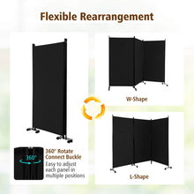 Load image into Gallery viewer, 3 Panel Folding Room Divider with Lockable Wheels-Black