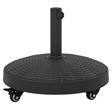 Load image into Gallery viewer, 50 LBS Patio Wicker Style Resin Umbrella Base Stand Heavy Duty with Wheels