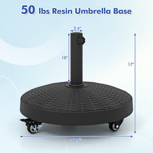 Load image into Gallery viewer, 50 LBS Patio Wicker Style Resin Umbrella Base Stand Heavy Duty with Wheels