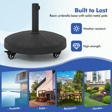 Load image into Gallery viewer, 50 LBS Patio Wicker Style Resin Umbrella Base Stand Heavy Duty with Wheels