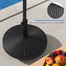 Load image into Gallery viewer, 50 LBS Patio Wicker Style Resin Umbrella Base Stand Heavy Duty with Wheels