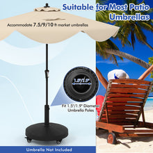 Load image into Gallery viewer, 50 LBS Patio Wicker Style Resin Umbrella Base Stand Heavy Duty with Wheels