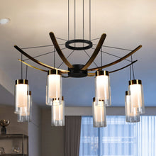 Load image into Gallery viewer, Pendant Light Height Adjustable Integrated LED Chandelier 8 Glass Shades