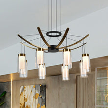 Load image into Gallery viewer, Pendant Light Height Adjustable Integrated LED Chandelier 8 Glass Shades