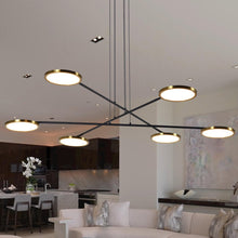 Load image into Gallery viewer, Pendant Light Height Adjustable Integrated LED Chandelier 6 Rotating LED Disks