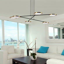 Load image into Gallery viewer, Pendant Light Height Adjustable Integrated LED Chandelier 6 Rotating LED Disks