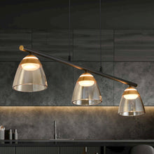 Load image into Gallery viewer, 3-Light Height Adjustable Pendant Lighting Integrated LED Black Chandelier