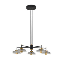 Load image into Gallery viewer, 5-Light Pendant Lighting Height Adjustable Integrated LED Black Chandelier