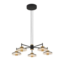 Load image into Gallery viewer, 5-Light Pendant Lighting Height Adjustable Integrated LED Black Chandelier