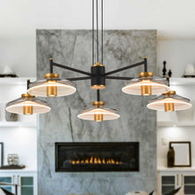 Load image into Gallery viewer, 5-Light Pendant Lighting Height Adjustable Integrated LED Black Chandelier