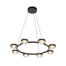 Load image into Gallery viewer, 8-Light Pendant Lighting Height Adjustable Integrated LED Chandelier in Black