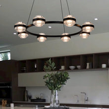 Load image into Gallery viewer, 8-Light Pendant Lighting Height Adjustable Integrated LED Chandelier in Black