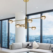 Load image into Gallery viewer, 6-Light Pendant Lighting Integrated LED Chandelier in Antique Brass