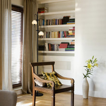Load image into Gallery viewer, Height Integrated LED Floor Lamp with Glass Shades in Black and Dimmer Switch