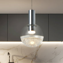 Load image into Gallery viewer, Integrated LED Height Adjustable Pendant Light with Globe Shade, Polished Chrome