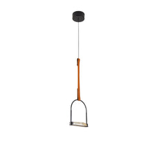 Load image into Gallery viewer, Integrated LED Height Adjustable Pendant Light with Glass Shade in Black