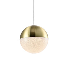 Load image into Gallery viewer, Integrated LED Height Adjustable Pendant Light with Globe Shade in Brass