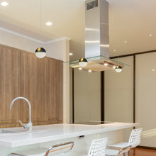 Load image into Gallery viewer, Integrated LED Height Adjustable Pendant Light with Globe Shade in Brass