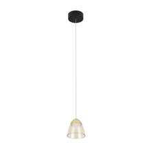 Load image into Gallery viewer, 1-Light Integrated LED Black Height Adjustable Pendant Lighting