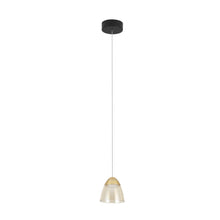 Load image into Gallery viewer, 1-Light Integrated LED Black Height Adjustable Pendant Lighting