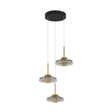 Load image into Gallery viewer, 3-Light Integrated LED Pendant Lighting Height Adjustable Black Chandelier