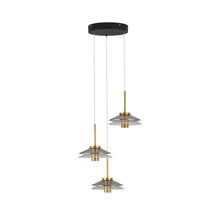 Load image into Gallery viewer, 3-Light Integrated LED Pendant Lighting Height Adjustable Black Chandelier