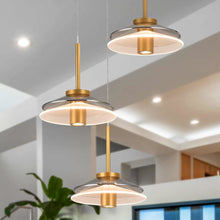 Load image into Gallery viewer, 3-Light Integrated LED Pendant Lighting Height Adjustable Black Chandelier