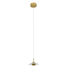 Load image into Gallery viewer, 1-Light Integrated LED Height Adjustable Pendant Lighting in Antique Brass