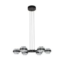 Load image into Gallery viewer, 6-Light Height Adjustable Pendant Lighting Integrated LED Chandelier in Black