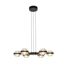 Load image into Gallery viewer, 6-Light Height Adjustable Pendant Lighting Integrated LED Chandelier in Black