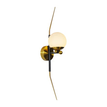 Load image into Gallery viewer, Integrated LED Wall Sconce Light with Glass Shade in Antique Brass