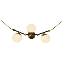 Load image into Gallery viewer, Integrated LED Wall Sconce Light with 3 Glass Shades in Antique Brass