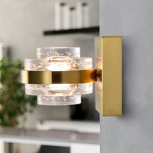 Load image into Gallery viewer, 1-Light Integrated LED Wall Sconce Lighting in Antique Brass