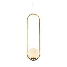 Load image into Gallery viewer, Integrated LED Height Adjustable Pendant Light in Antique Brass with Glass Shade