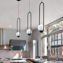 Load image into Gallery viewer, Integrated LED Height Adjustable Pendant Light in Black with Glass Shade