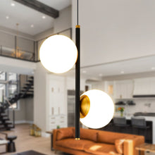 Load image into Gallery viewer, 2-Light Integrated LED Height Adjustable Black Pendant Lighting