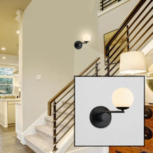 Load image into Gallery viewer, Integrated LED Wall Sconce Light in Black with 1 Glass Shade