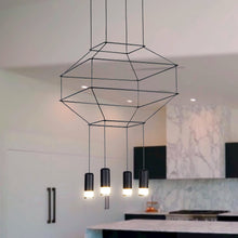 Load image into Gallery viewer, 4-Light Integrated LED Height Adjustable Pendant Lighting Black