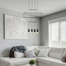 Load image into Gallery viewer, 4-Light Integrated LED Height Adjustable Pendant Lighting Black