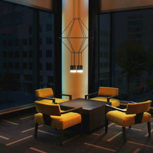 Load image into Gallery viewer, 6-Light Integrated LED Height Adjustable Circular Pendant Lighting Black