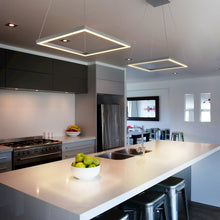 Load image into Gallery viewer, Integrated LED Pendant Light Square Height Adjustable Chandelier in Silver