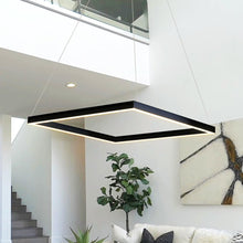 Load image into Gallery viewer, Integrated LED Pendant Light Square Height Adjustable Chandelier in Black
