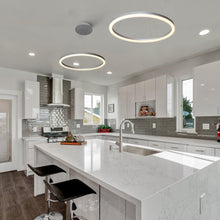Load image into Gallery viewer, Integrated LED Pendant Light Height Adjustable Circular Chandelier in Silver