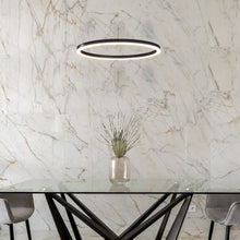Load image into Gallery viewer, Integrated LED Pendant Light Height Adjustable Circular Chandelier in Black