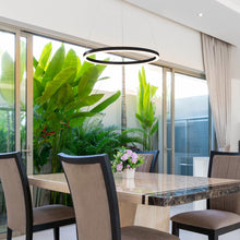 Load image into Gallery viewer, Integrated LED Pendant Light Height Adjustable Circular Chandelier in Black