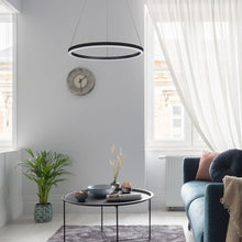 Load image into Gallery viewer, Integrated LED Pendant Light Height Adjustable Circular Chandelier in Black