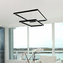 Load image into Gallery viewer, Integrated LED Chandelier Height Adjustable Two-Tier Pendant Light in Black