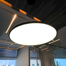 Load image into Gallery viewer, Integrated LED Pendant Light Height Adjustable Disc Chandelier in Black